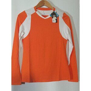 DUC Sport Orange & White Long Sleeve Swim Shirt Small S